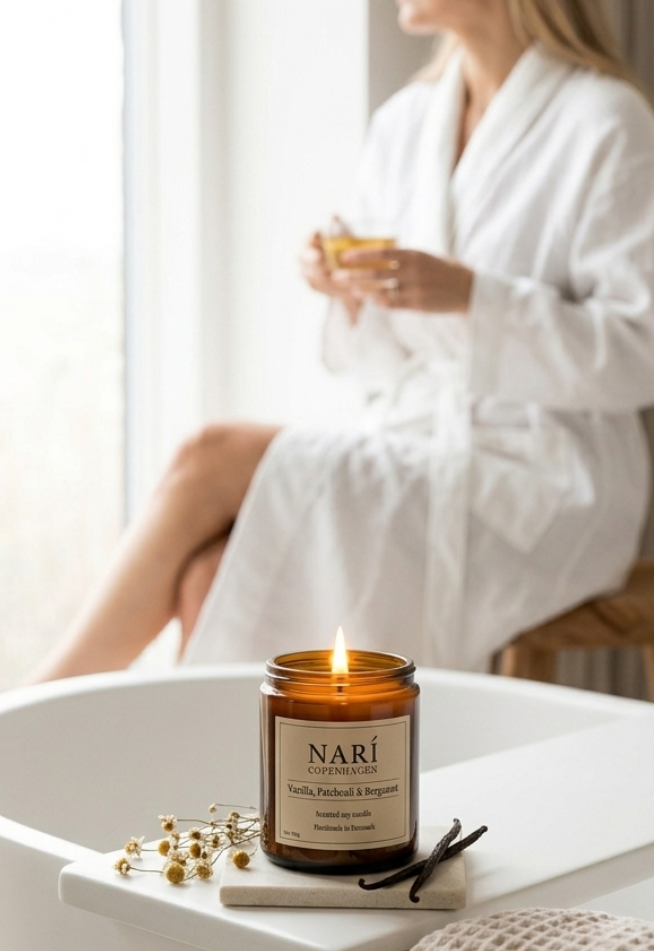 Vegansk duftlys med vanilje, patchouli & bergamot